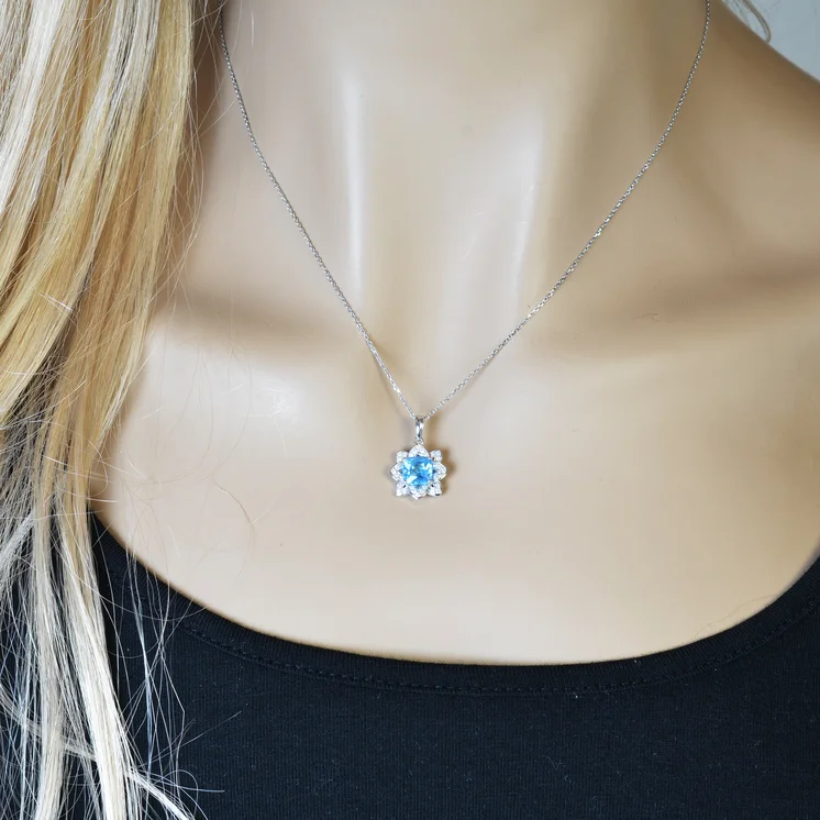Zlatý náhrdelník s topásom a diamantmi Sky flower LNL433.AV Zlatý náhrdelník s topásom a diamantmi Sky flower LNL433.AV