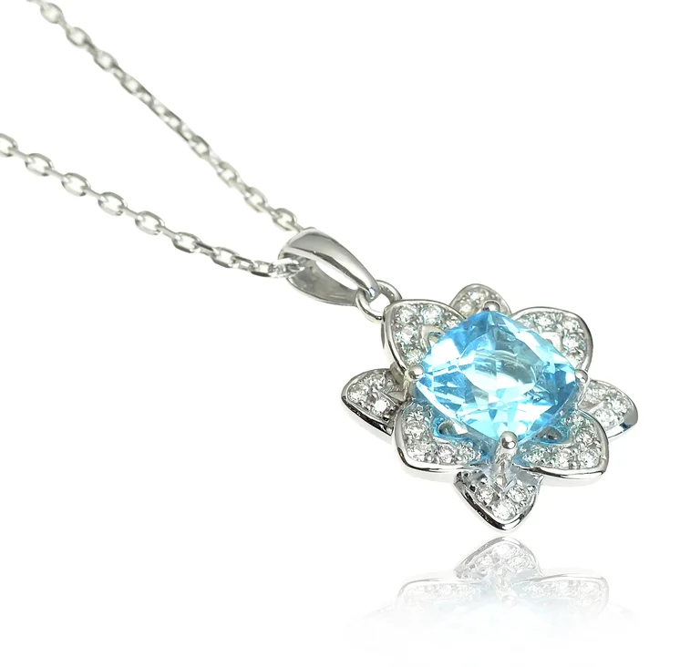 Zlatý náhrdelník s topásom a diamantmi Sky flower LNL433.AV Zlatý náhrdelník s topásom a diamantmi Sky flower LNL433.AV