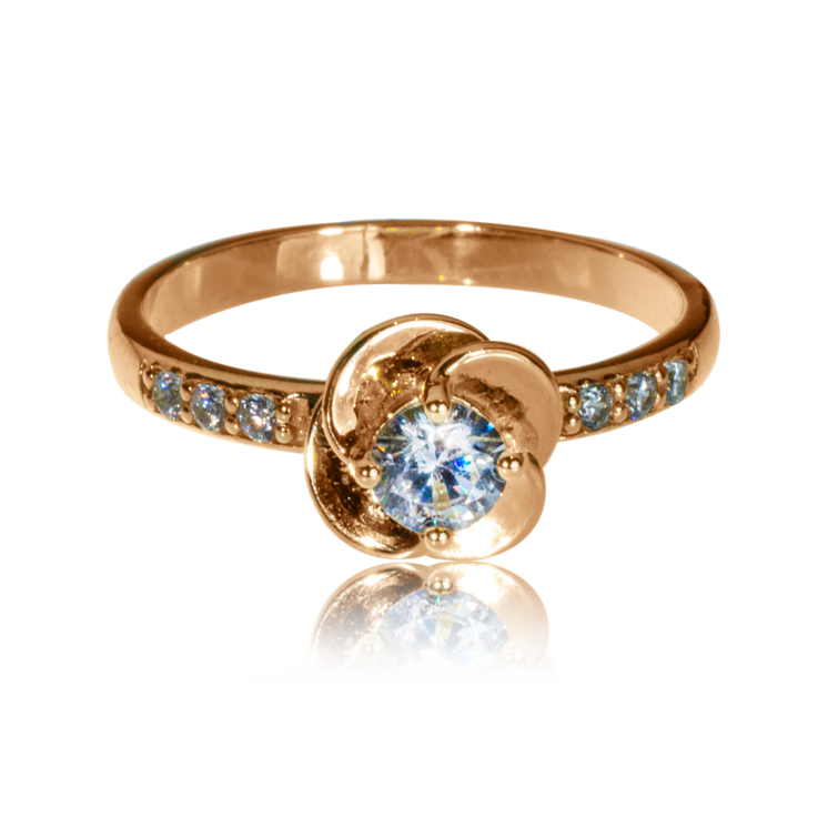 Zlatý prsteň kvetinka rose LRG808.TR