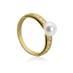 Zlatý prsteň s button sladkovodnou perlou LRG805.ZO