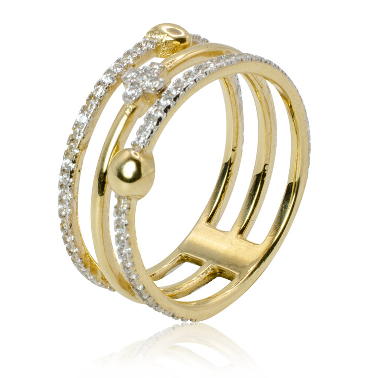 Zlatý trojradový prsteň LRG692.TR